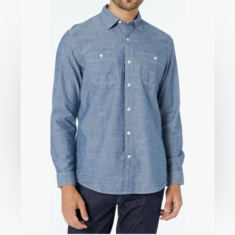 Amazon Essentials Men's Regular-Fit Long-Sleeve Chambray Shirt XXL